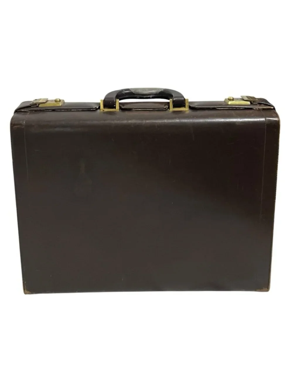 VTG Balenciaga Paris Brown Leather Attache Briefcase Hard Case BB Logo 16”